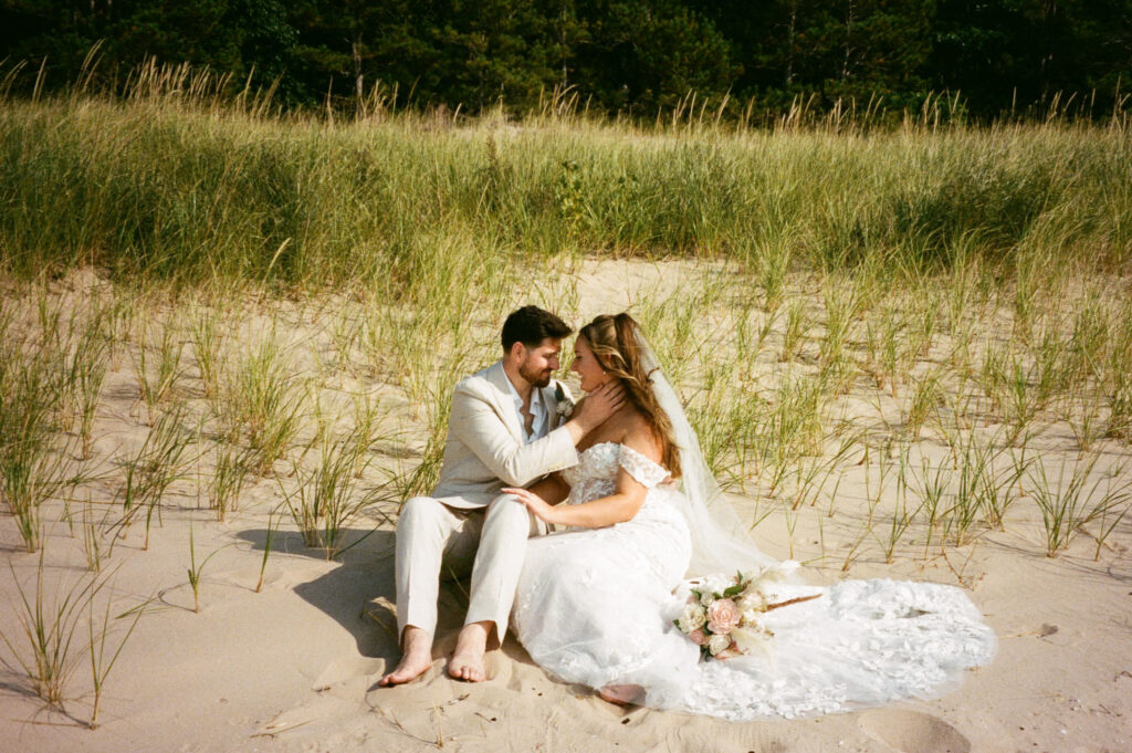 michigan beach vineyard elopement
