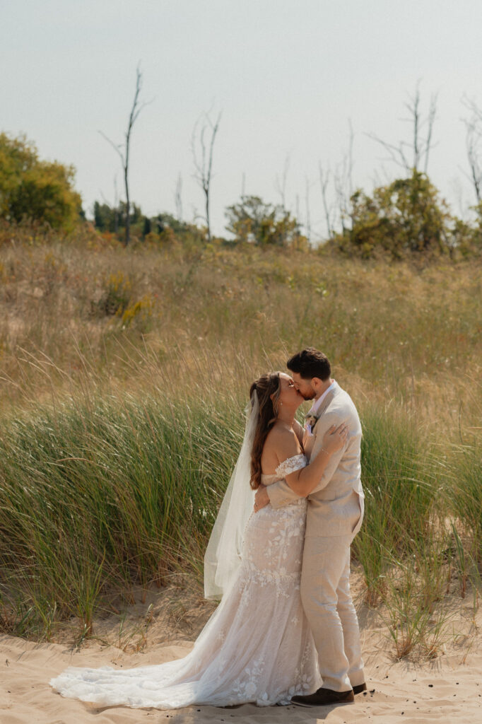 michigan beach vineyard elopement