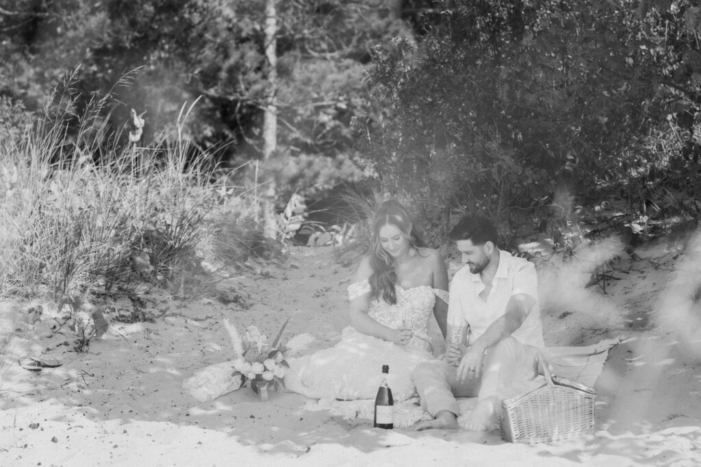 michigan beach vineyard elopement