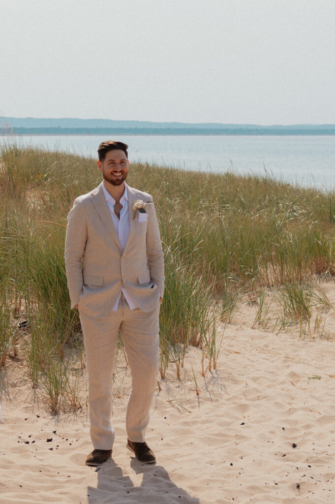 michigan beach vineyard elopement