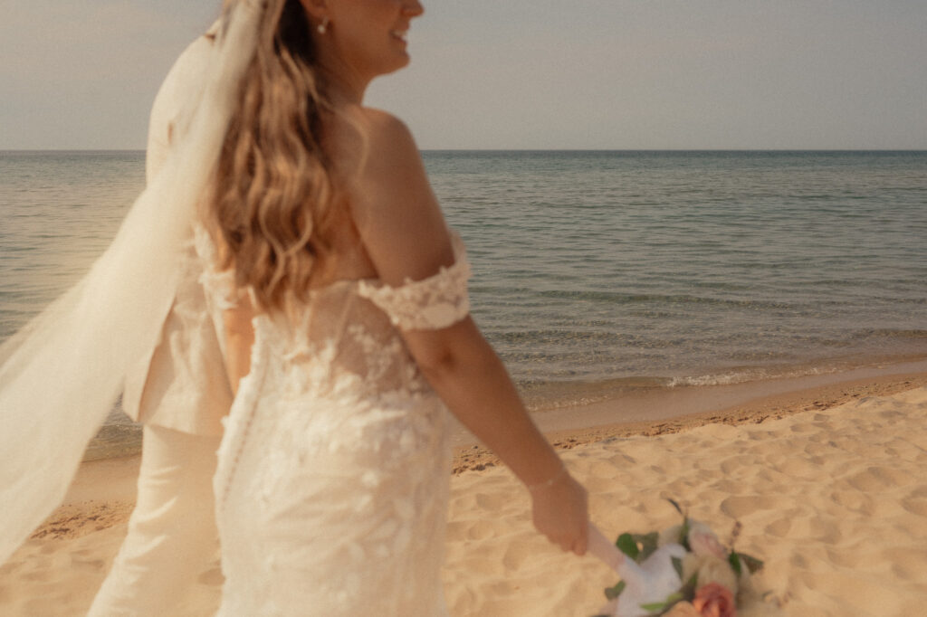 michigan beach vineyard elopement