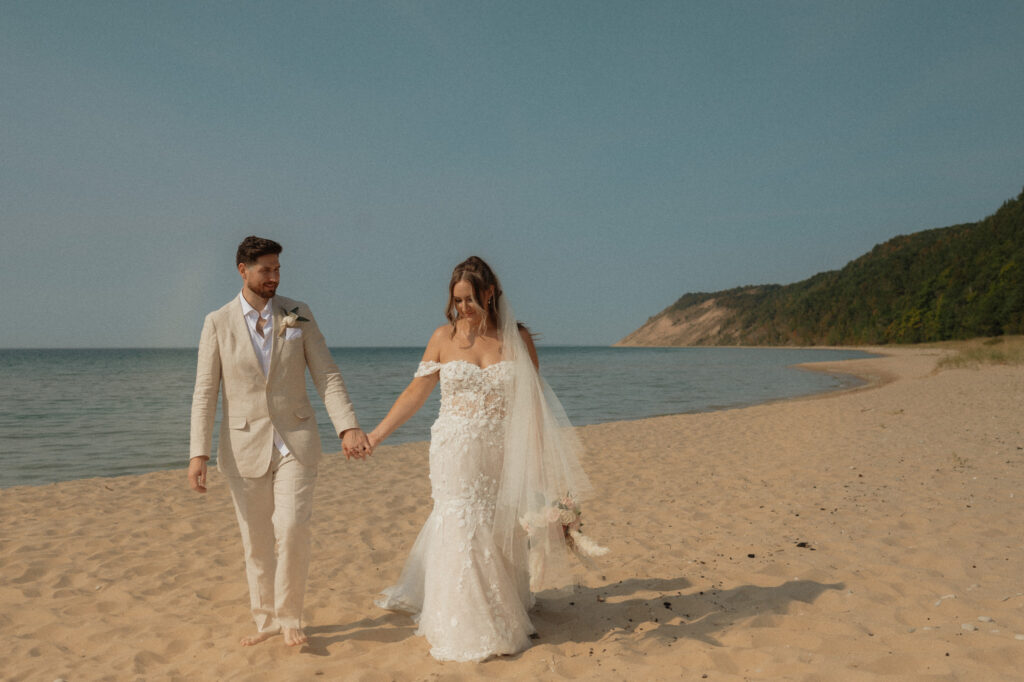 michigan beach vineyard elopement