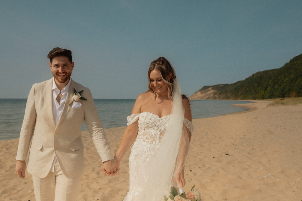 michigan beach vineyard elopement