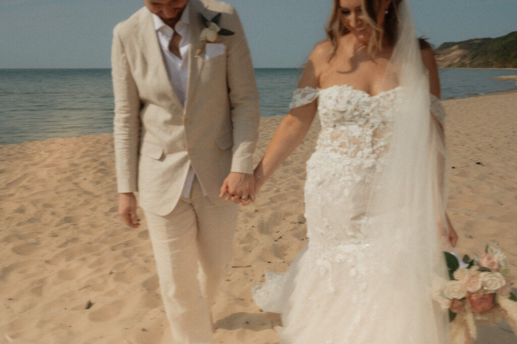 michigan beach vineyard elopement