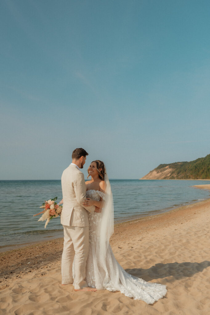 michigan beach vineyard elopement