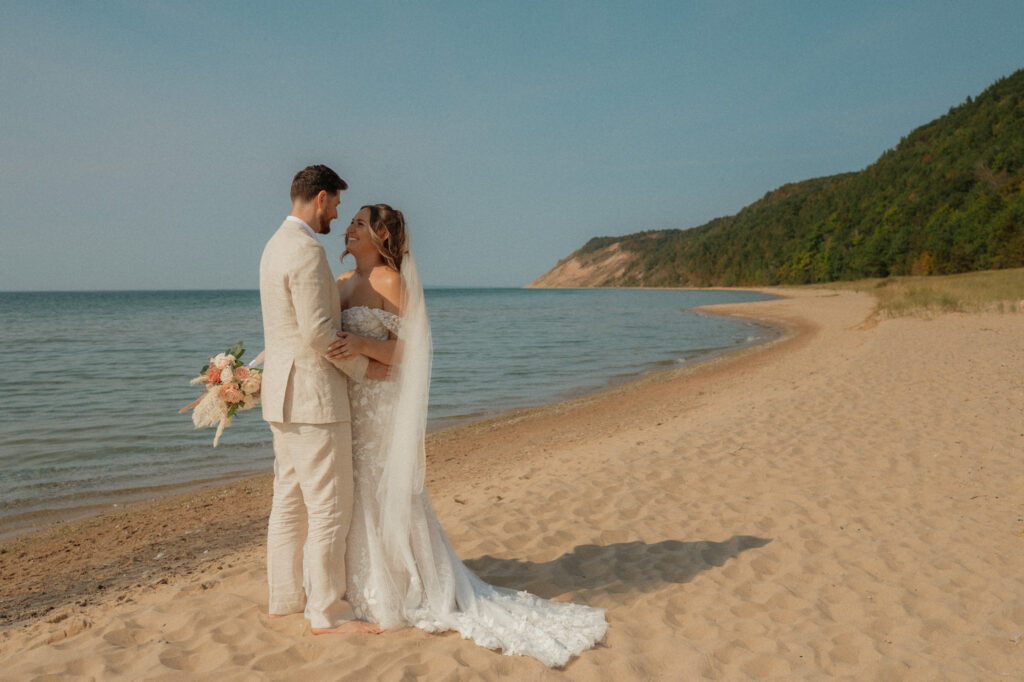 michigan beach vineyard elopement