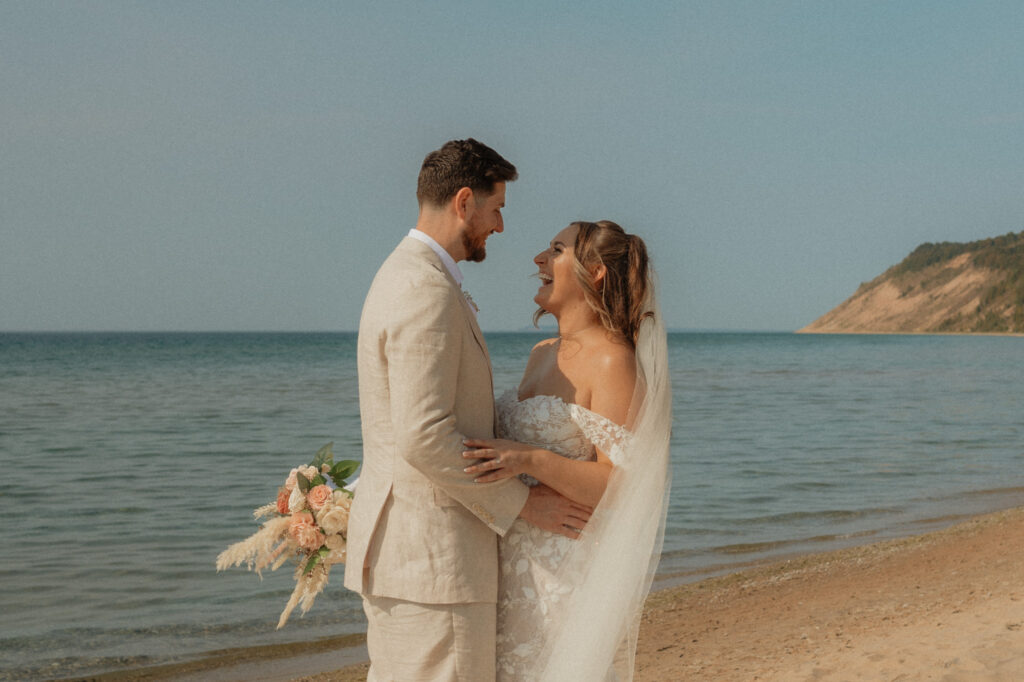 michigan beach vineyard elopement