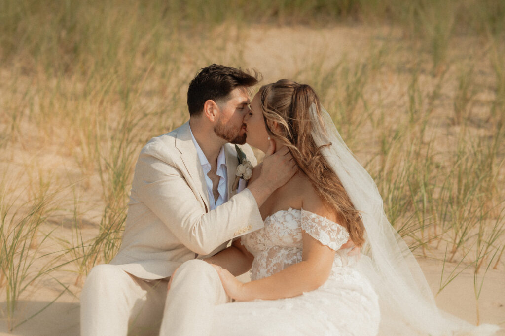 michigan beach vineyard elopement