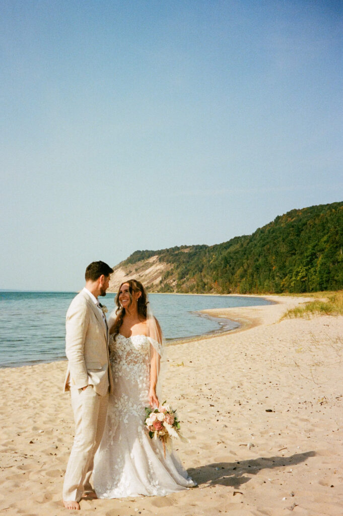 michigan beach vineyard elopement