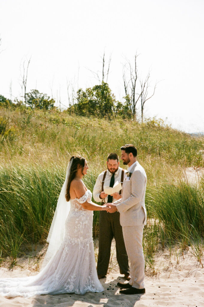 michigan beach vineyard elopement