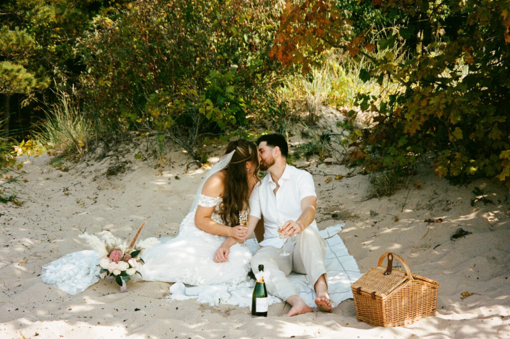 michigan beach vineyard elopement