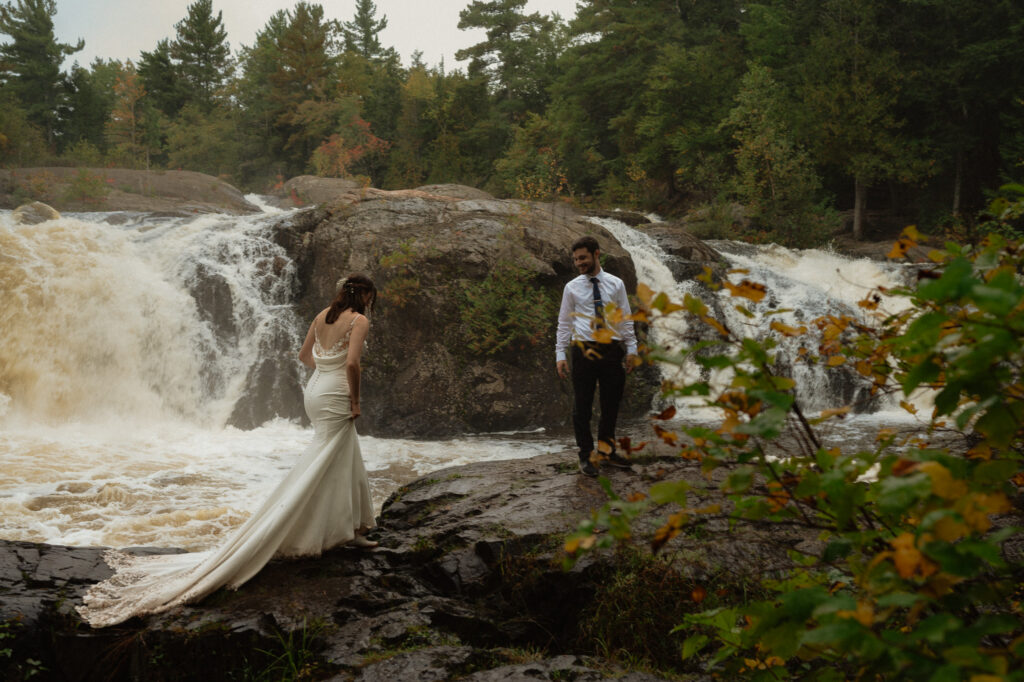 michigan small wedding upper peninsula waterfalls