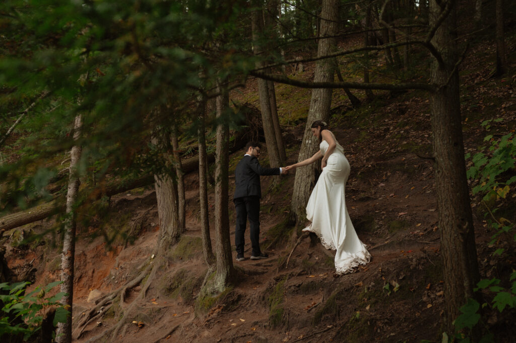 michigan small wedding upper peninsula waterfalls
