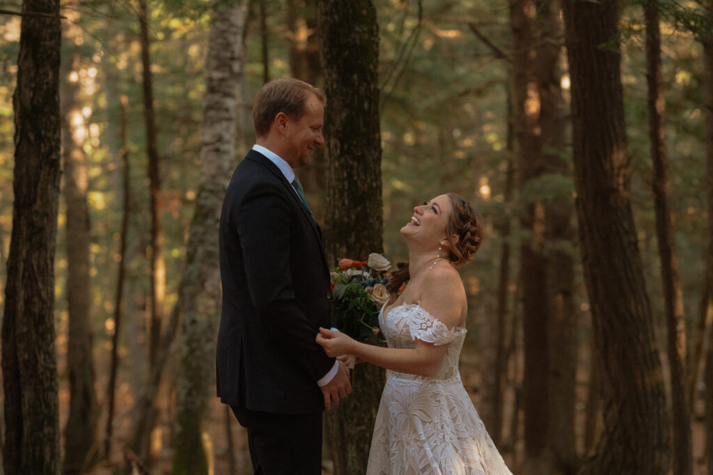 laughing bride and groom during elopement
